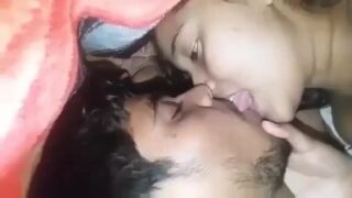 Newly married couple bedsheet ulle kiss adikirargal